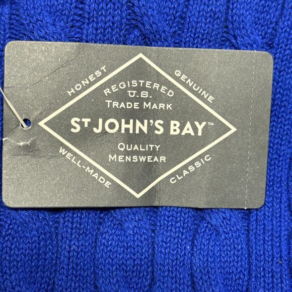 St. John Bay Sweater Mens Small Blue Cable Knit Classic Pullover Super Soft NWT - Picture 8 of 11